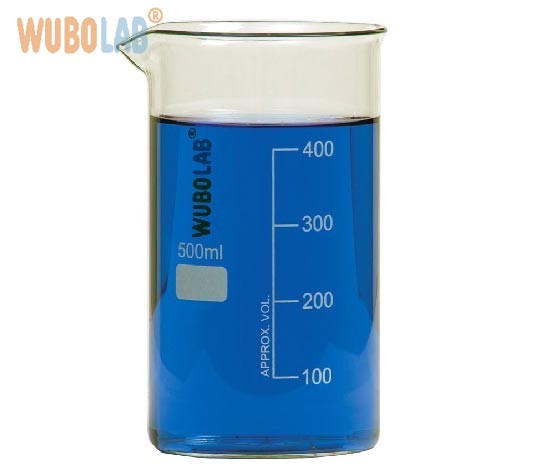 Tall form Berzelius borosilicate glass beaker with spout